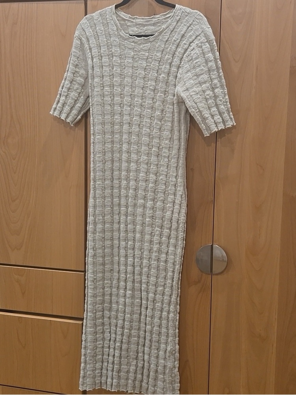 Classic Ribbed Cream Midi Dress - Picture 1 of 6